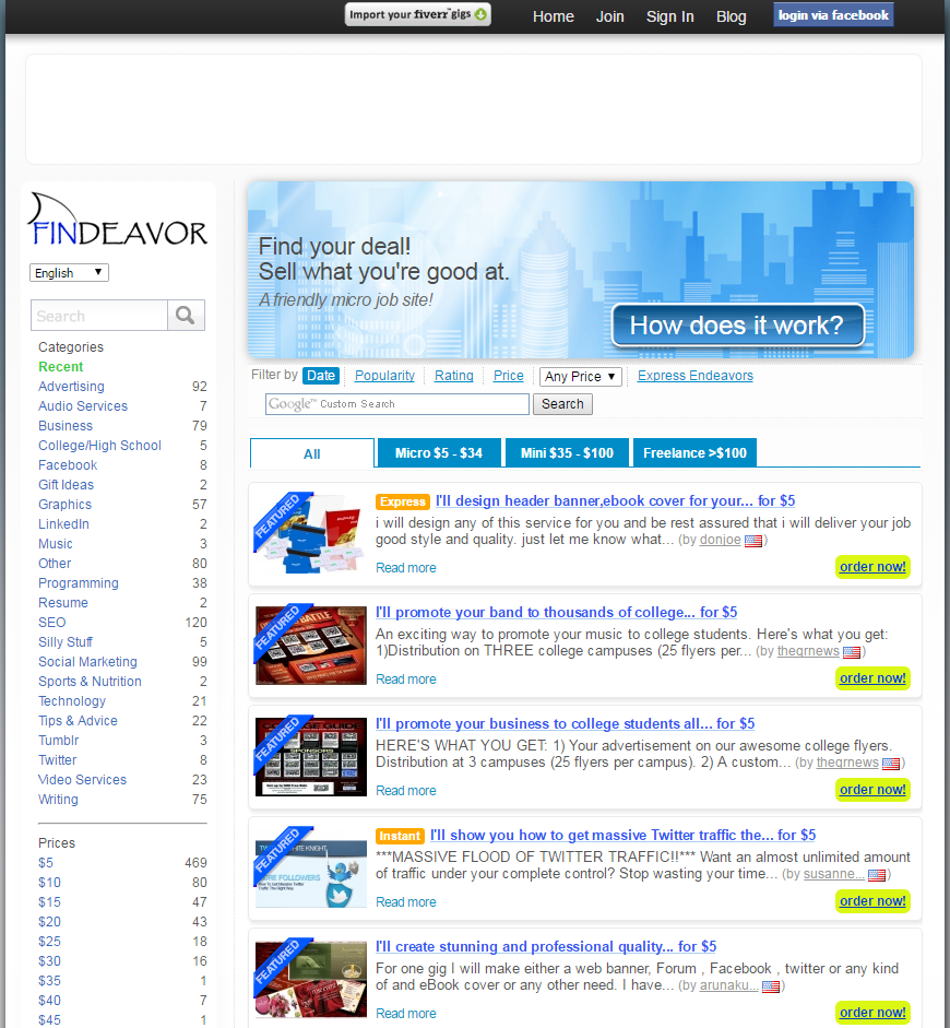 freelance websites findeavor