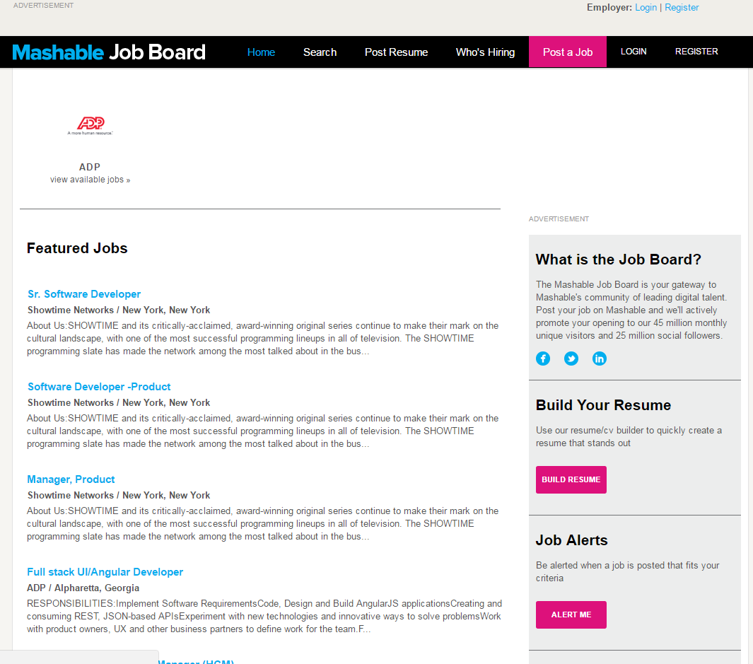 freelance websites mashable job board