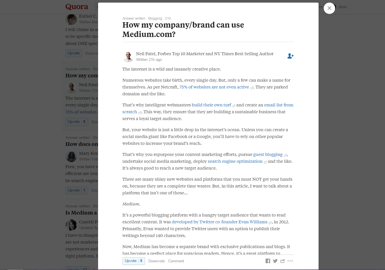 Use Quora to drive traffic to your blog