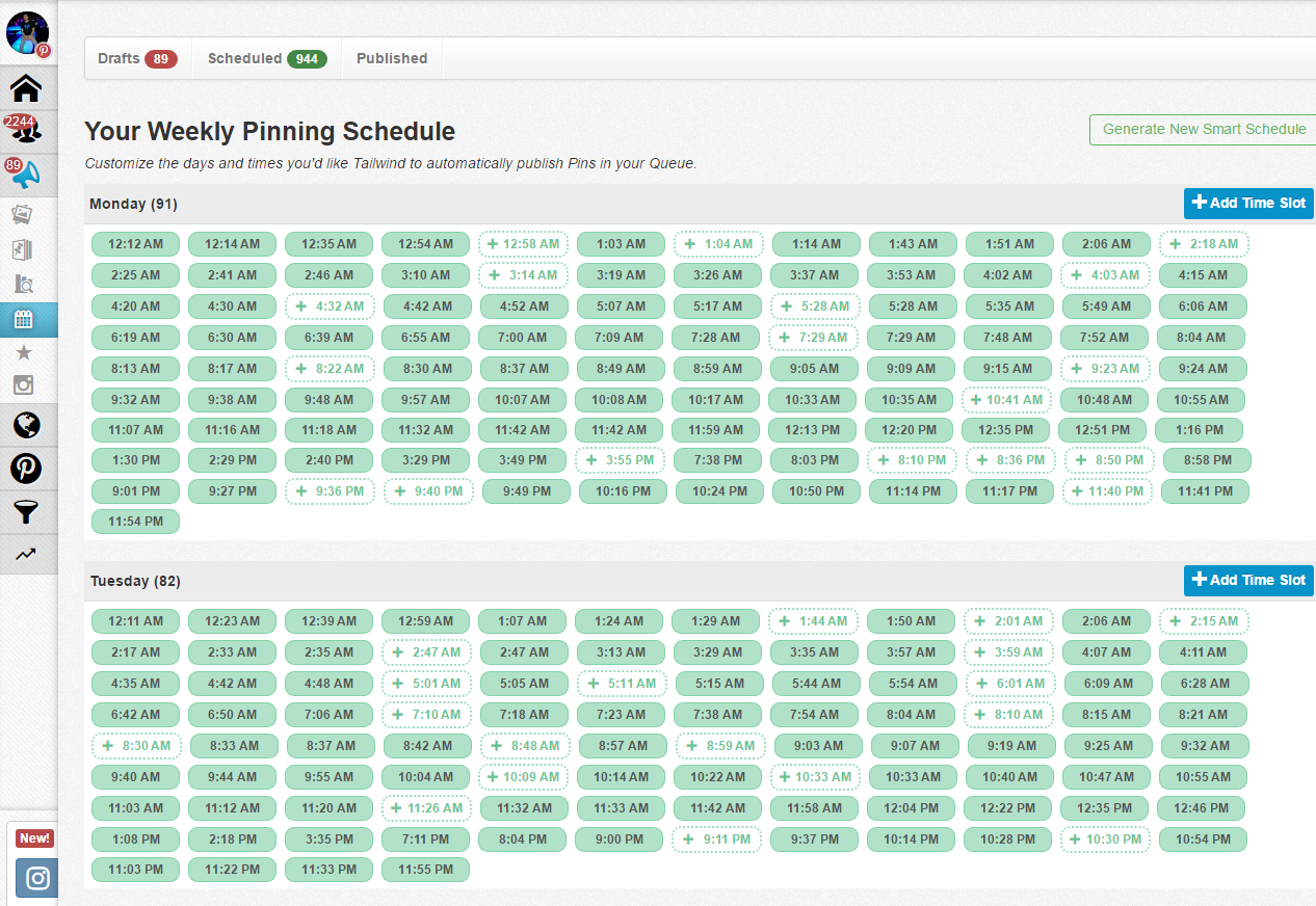 use tailwind smart schedule and get traffic from pinterest to your blog