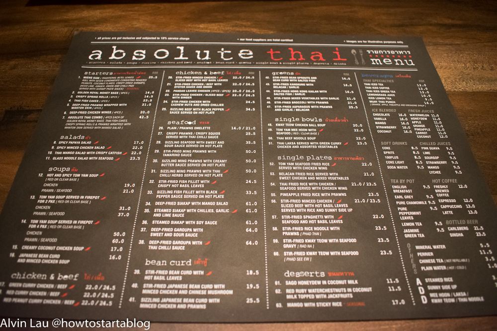 absolute thai genting premium outlets menu