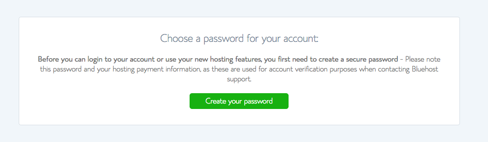 choose a password bluehost