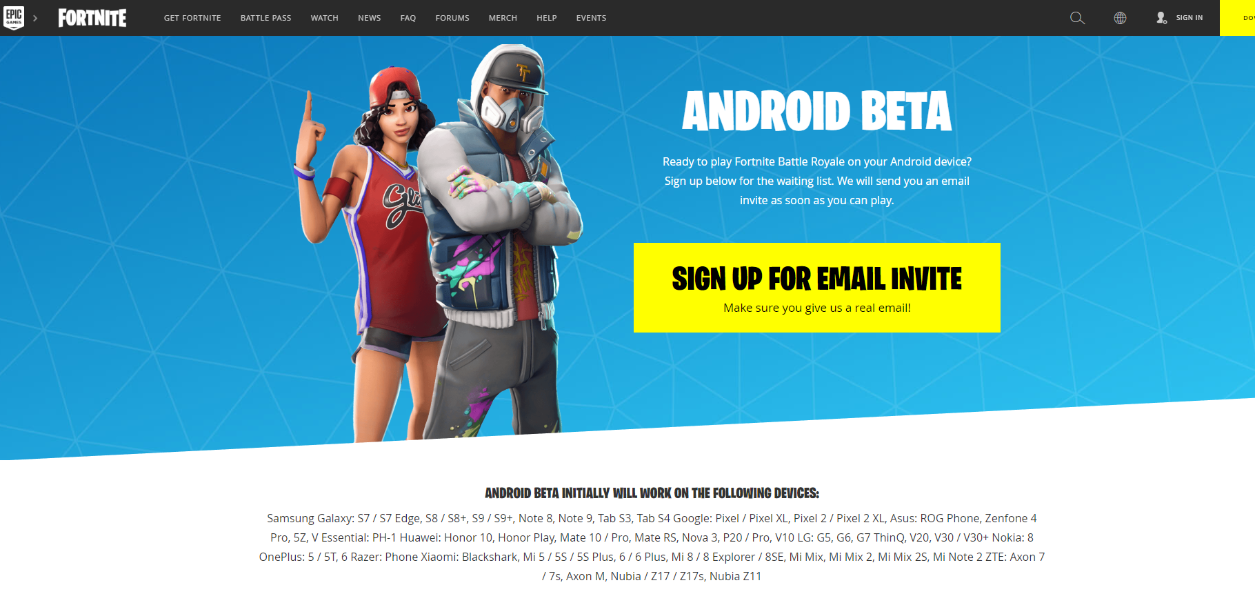 Fortnite Sign Up For Android