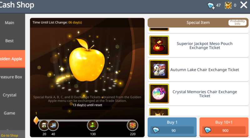 Golden apple items maplestory m