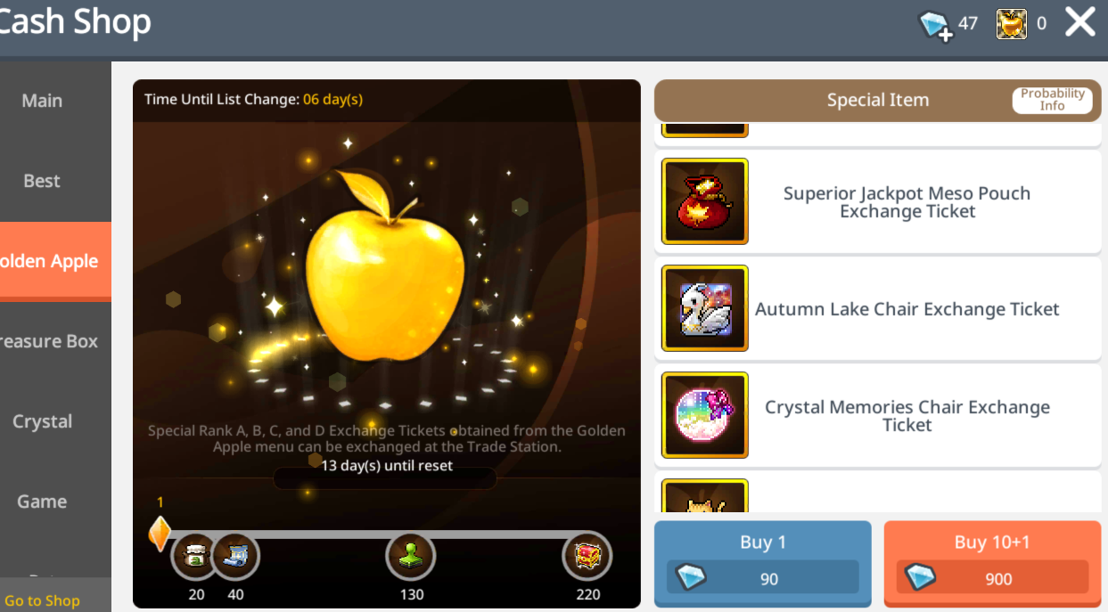 MapleStory M Golden Apples New Gachapon System