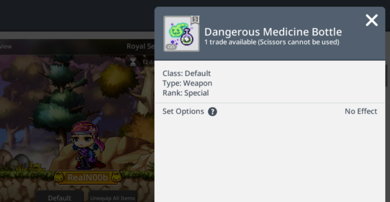 dangerous medicine bottle royal style maplestory m