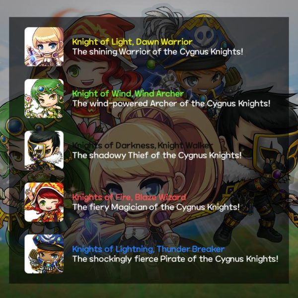 maplestory m knights of cygnus classes