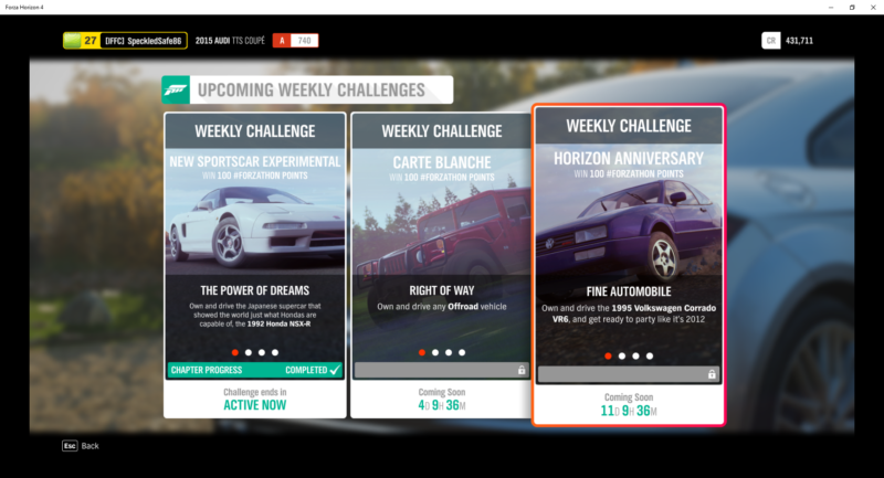 weekly and daily challenges horizon 4