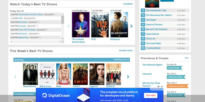 sidereel - best websites to watch free tv shows