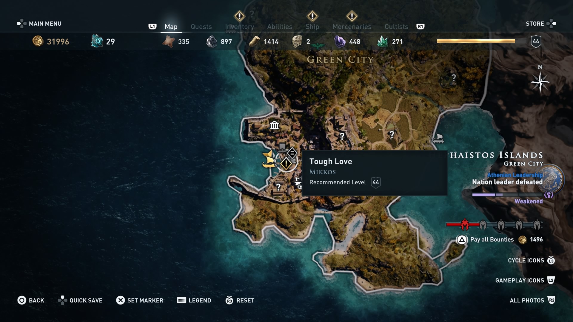 Карта указывающая местонахождение пера assassins creed odyssey