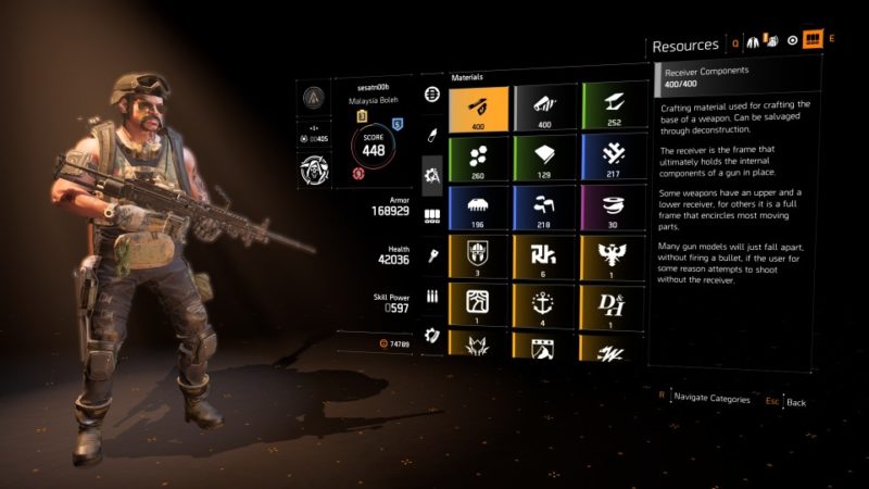 materials list - the division 2