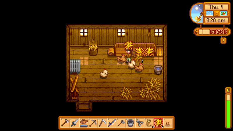 stardew valley - take care of chickens