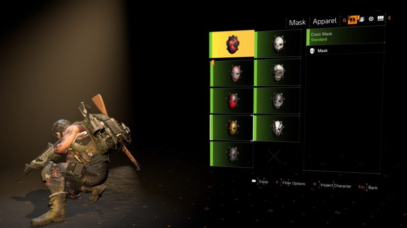 the division 2 - cross, diamond, death and phantom masks help