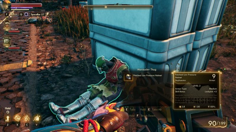 the outer worlds - make space suits, wont travel where to get spacer suit