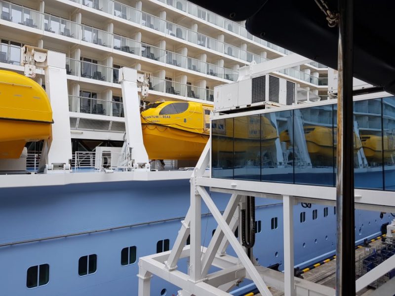 going onto the ship from marina cruise