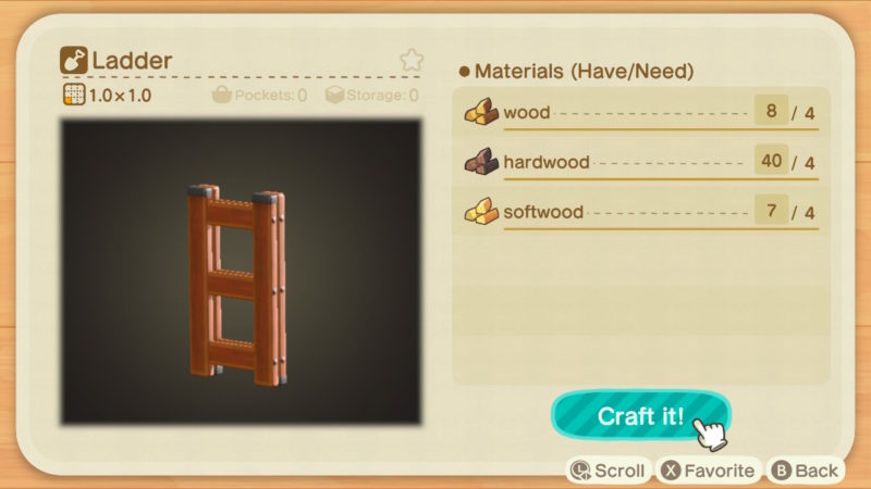 how to make ladder - animal crossing new horizons