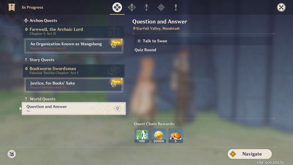 Genshin Impact Question And Answer Quest Walkthrough