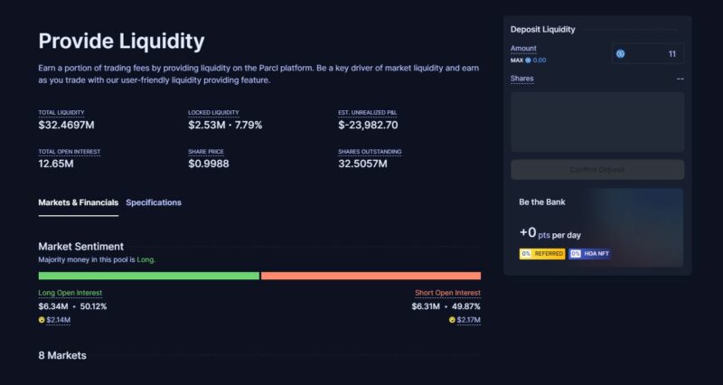 provide liquidity - parcl points